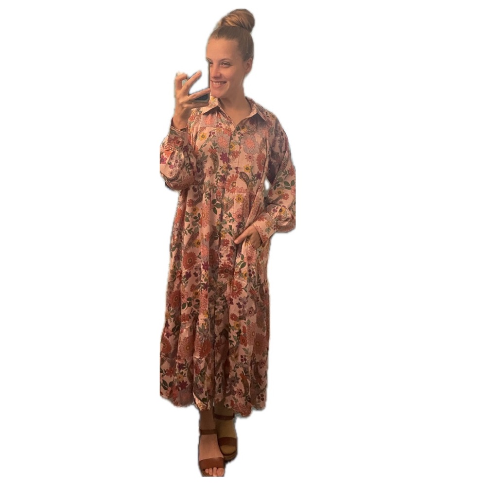 NWOT &Merci Floral Button-Up Boutique Dress w/Pockets